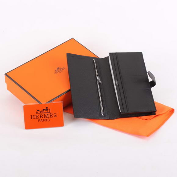 Cheap Fake Hermes Bearn Japonaise Bi-Fold A208 Black